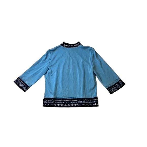 Ming Wang Womens Knit Open Front 3/4 Sleeve Blazer Jacket Blue Size PM - Picture 7 of 13